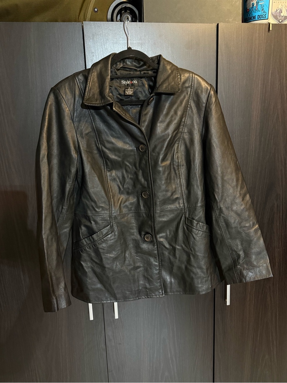 Style & Co. Black Leather Jacket - wmns med
